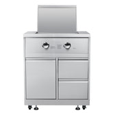32 in. Outdoor Kitchen Liquid Propane Side Burner with Bottom Cabinet in Stainless-Steel (KM-OKS-SBC)